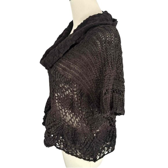 Free People Black Eternal Delight Crochet Cowl Neck Cropped Witchy Boxy Top XS - Picture 6 of 16